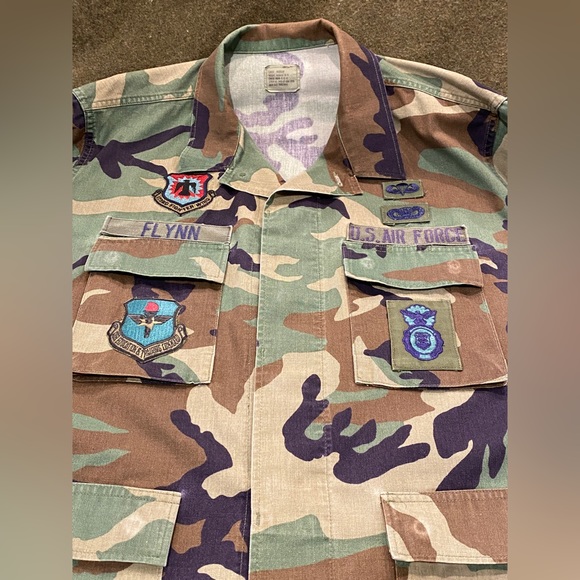 1995 Used US Air Force Woodland Camouflage Coat-Shirt Men’s Large Regular - Picture 3 of 5